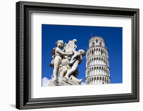 The Leaning Tower of Pisa, campanile or bell tower, Fontana dei Putti, Piazza del Duomo, UNESCO Wor-John Guidi-Framed Photographic Print