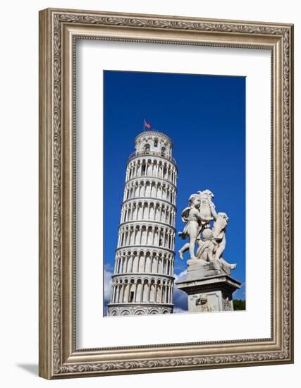 The Leaning Tower of Pisa, campanile or bell tower, Fontana dei Putti, Piazza del Duomo, UNESCO Wor-John Guidi-Framed Photographic Print