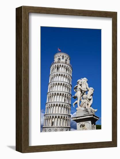 The Leaning Tower of Pisa, campanile or bell tower, Fontana dei Putti, Piazza del Duomo, UNESCO Wor-John Guidi-Framed Photographic Print