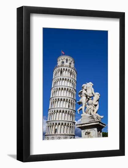 The Leaning Tower of Pisa, campanile or bell tower, Fontana dei Putti, Piazza del Duomo, UNESCO Wor-John Guidi-Framed Photographic Print