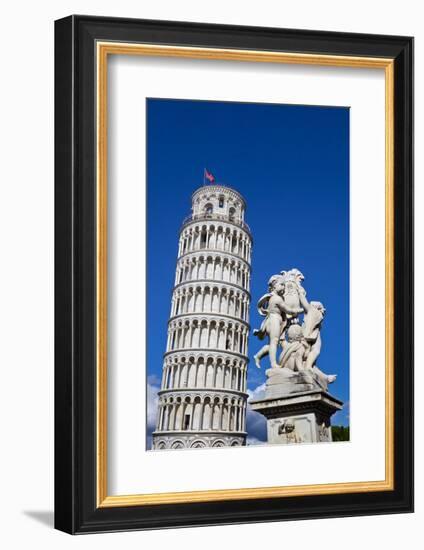 The Leaning Tower of Pisa, campanile or bell tower, Fontana dei Putti, Piazza del Duomo, UNESCO Wor-John Guidi-Framed Photographic Print