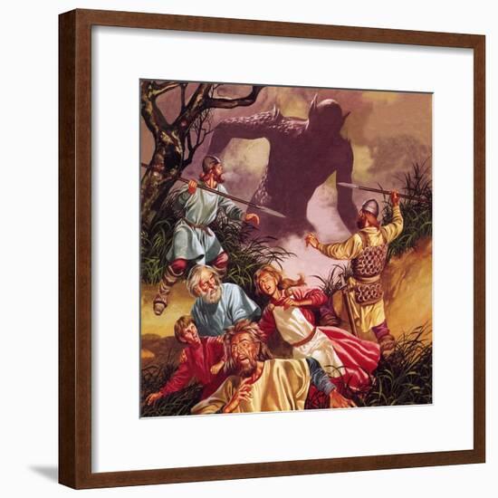 The Legend of Beowulf: Grendel -- Terror from the Marshes-Ron Embleton-Framed Giclee Print