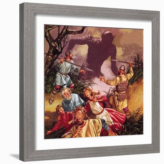 The Legend of Beowulf: Grendel -- Terror from the Marshes-Ron Embleton-Framed Giclee Print