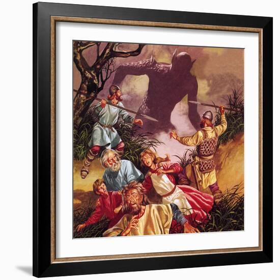 The Legend of Beowulf: Grendel -- Terror from the Marshes-Ron Embleton-Framed Giclee Print