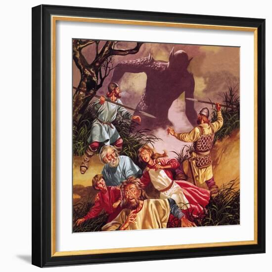 The Legend of Beowulf: Grendel -- Terror from the Marshes-Ron Embleton-Framed Giclee Print