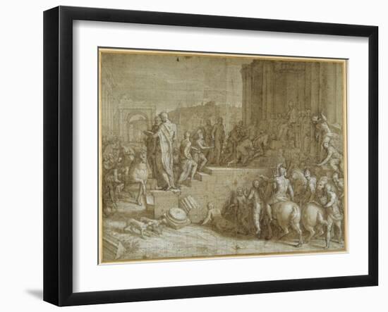 The Legend of Seven Kings Paying Homage to a Pope-Giuseppe della Porta Salviati-Framed Giclee Print