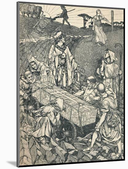 'The Legend of St. Cuthbert, Pen Drawing', 1891-1920, (1923)-Robert Spencer-Mounted Giclee Print