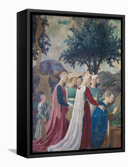 The Legend of the Cross, Adoration of the Holy Wood and Meeting of Solomon and Queen of Sheba-Piero della Francesca-Framed Premier Image Canvas