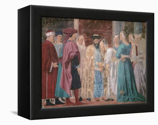 The Legend of the Cross, Adoration of the Holy Wood and Meeting of Solomon and Queen of Sheba-Piero della Francesca-Framed Premier Image Canvas