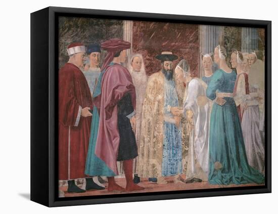 The Legend of the Cross, Adoration of the Holy Wood and Meeting of Solomon and Queen of Sheba-Piero della Francesca-Framed Premier Image Canvas