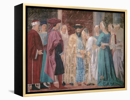 The Legend of the Cross, Adoration of the Holy Wood and Meeting of Solomon and Queen of Sheba-Piero della Francesca-Framed Premier Image Canvas