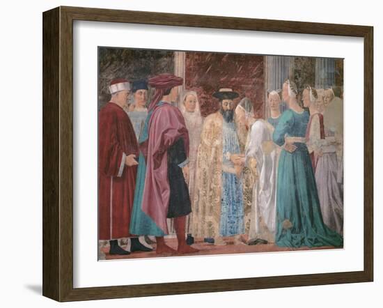 The Legend of the Cross, Adoration of the Holy Wood and Meeting of Solomon and Queen of Sheba-Piero della Francesca-Framed Giclee Print