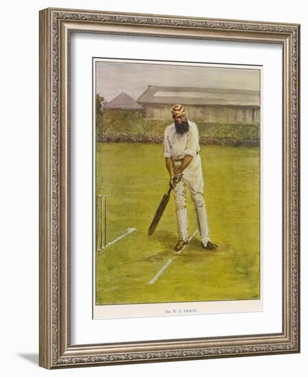 The Legendary Cricketer, Dr. W.G. Grace Poised with His Bat-null-Framed Photographic Print