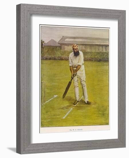 The Legendary Cricketer, Dr. W.G. Grace Poised with His Bat-null-Framed Photographic Print