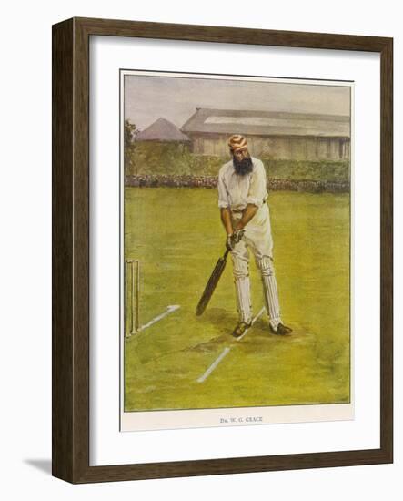 The Legendary Cricketer, Dr. W.G. Grace Poised with His Bat-null-Framed Photographic Print