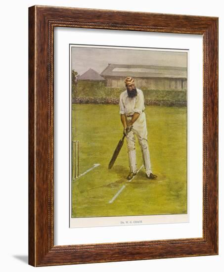 The Legendary Cricketer, Dr. W.G. Grace Poised with His Bat-null-Framed Photographic Print