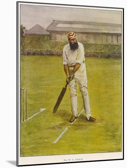The Legendary Cricketer, Dr. W.G. Grace Poised with His Bat-null-Mounted Photographic Print