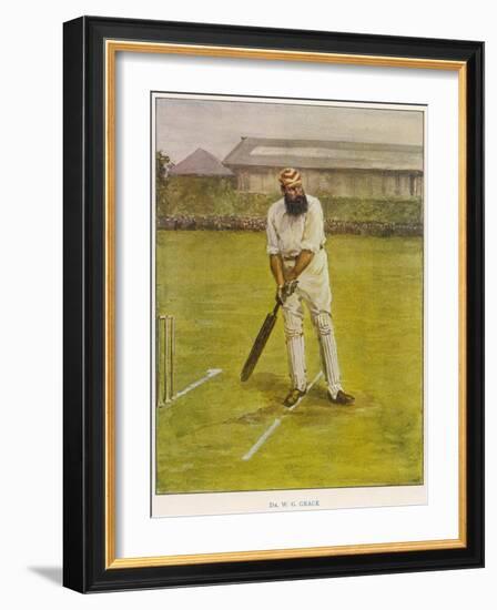 The Legendary Cricketer, Dr. W.G. Grace Poised with His Bat-null-Framed Photographic Print