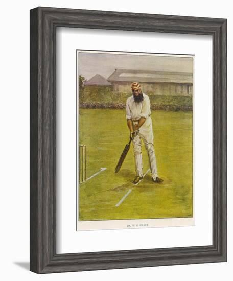 The Legendary Cricketer, Dr. W.G. Grace Poised with His Bat-null-Framed Photographic Print