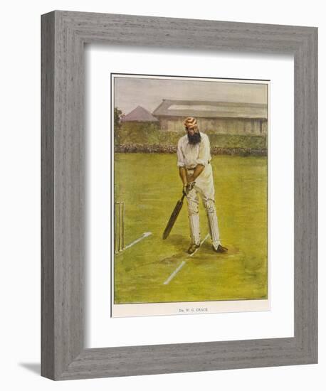 The Legendary Cricketer, Dr. W.G. Grace Poised with His Bat-null-Framed Photographic Print