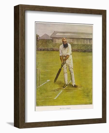 The Legendary Cricketer, Dr. W.G. Grace Poised with His Bat-null-Framed Photographic Print