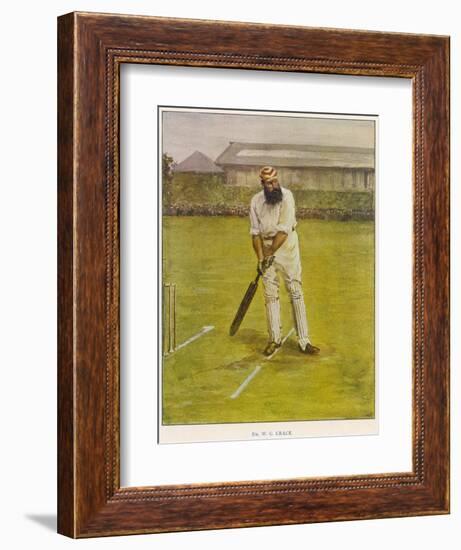 The Legendary Cricketer, Dr. W.G. Grace Poised with His Bat-null-Framed Photographic Print