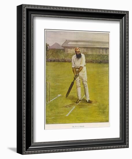 The Legendary Cricketer, Dr. W.G. Grace Poised with His Bat-null-Framed Photographic Print