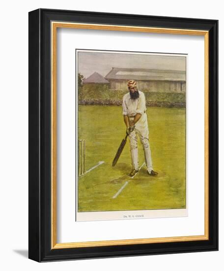 The Legendary Cricketer, Dr. W.G. Grace Poised with His Bat-null-Framed Photographic Print