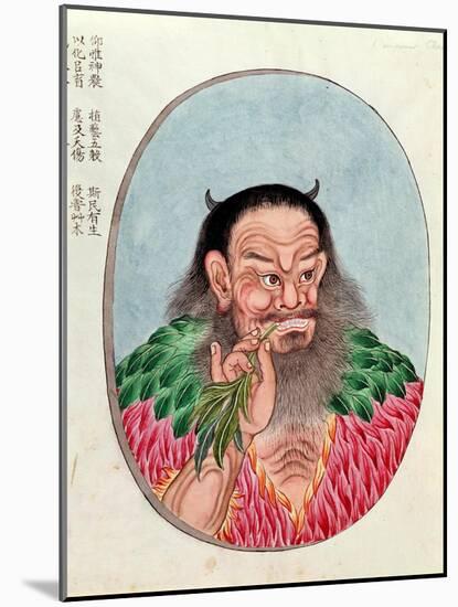 The Legendary Emperor Shen-Nung, Illustration from a "Pen Tsao," 18th-19th Century-null-Mounted Giclee Print