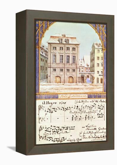 The Leipzig Gewandhaus with a Piece of Music by Felix Mendelssohn (1809-47)-null-Framed Premier Image Canvas