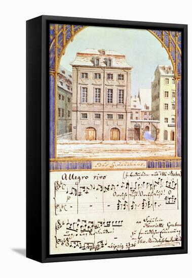 The Leipzig Gewandhaus with a Piece of Music by Felix Mendelssohn (1809-47)-null-Framed Premier Image Canvas