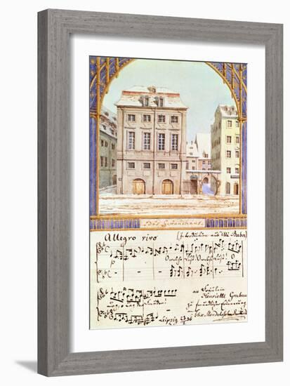 The Leipzig Gewandhaus with a Piece of Music by Felix Mendelssohn (1809-47)-null-Framed Giclee Print