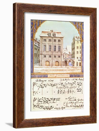 The Leipzig Gewandhaus with a Piece of Music by Felix Mendelssohn (1809-47)-null-Framed Giclee Print