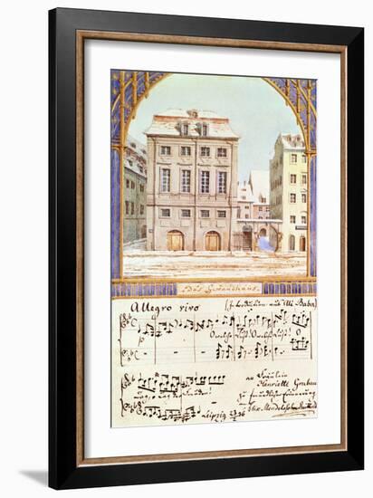 The Leipzig Gewandhaus with a Piece of Music by Felix Mendelssohn (1809-47)-null-Framed Giclee Print