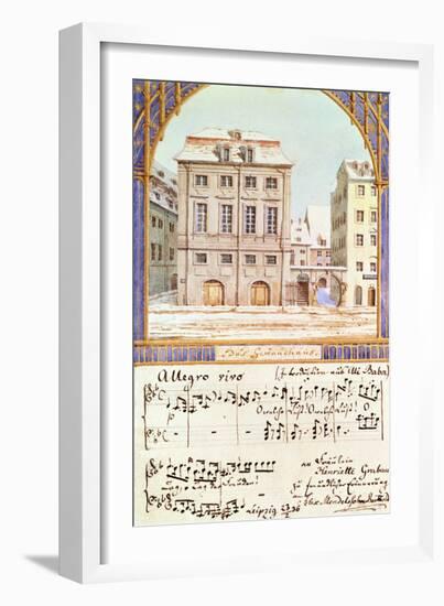 The Leipzig Gewandhaus with a Piece of Music by Felix Mendelssohn (1809-47)-null-Framed Giclee Print