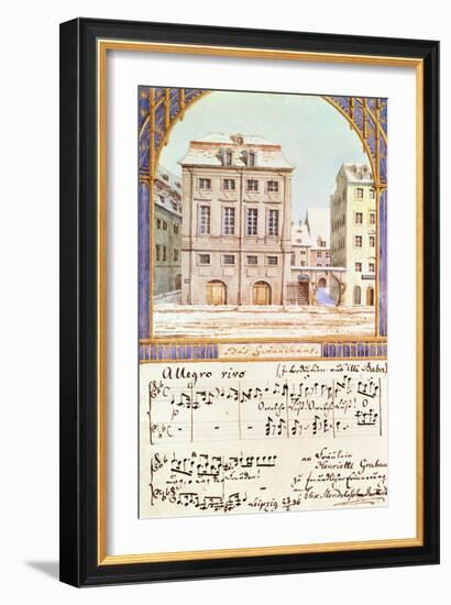 The Leipzig Gewandhaus with a Piece of Music by Felix Mendelssohn (1809-47)-null-Framed Giclee Print