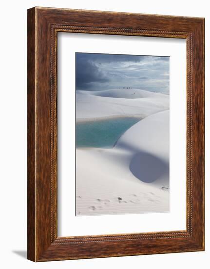 The Lencois Maranhenses Sand Dunes and Lagoons at Sunset in Maranhao State, Brazil-Alex Saberi-Framed Photographic Print