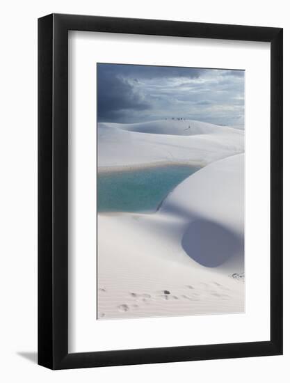 The Lencois Maranhenses Sand Dunes and Lagoons at Sunset in Maranhao State, Brazil-Alex Saberi-Framed Photographic Print