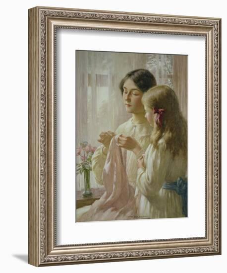 The Lesson (W/C and Bodycolour on Paper)-William Kay Blacklock-Framed Giclee Print