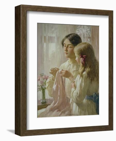 The Lesson (W/C and Bodycolour on Paper)-William Kay Blacklock-Framed Giclee Print