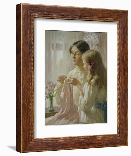 The Lesson (W/C and Bodycolour on Paper)-William Kay Blacklock-Framed Giclee Print