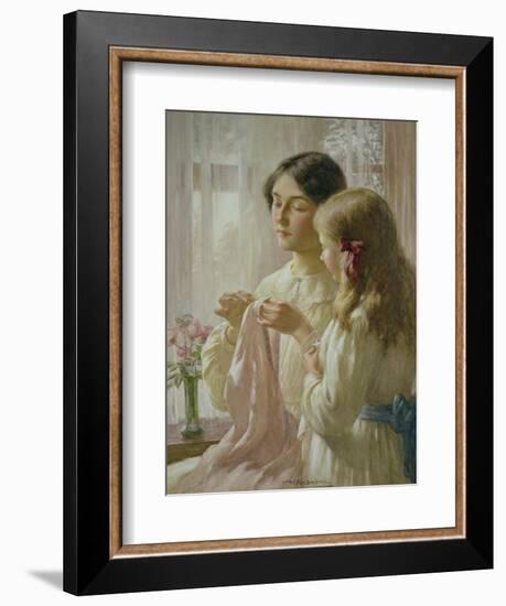 The Lesson (W/C and Bodycolour on Paper)-William Kay Blacklock-Framed Giclee Print