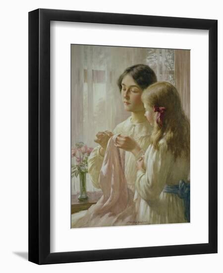 The Lesson (W/C and Bodycolour on Paper)-William Kay Blacklock-Framed Giclee Print