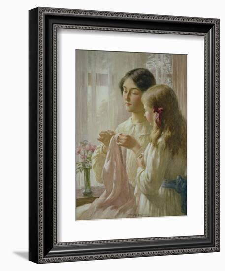 The Lesson (W/C and Bodycolour on Paper)-William Kay Blacklock-Framed Giclee Print