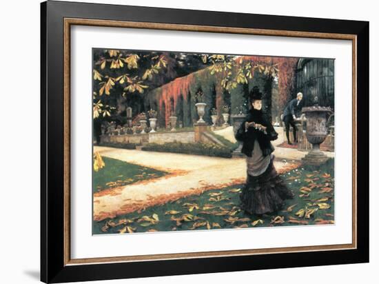 The Letter Came In Handy By Tissot-James Tissot-Framed Art Print