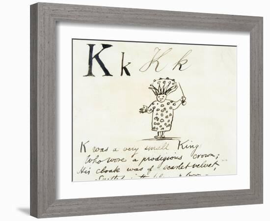 The Letter K of the Alphabet, c.1880 Pen and Indian Ink-Edward Lear-Framed Giclee Print