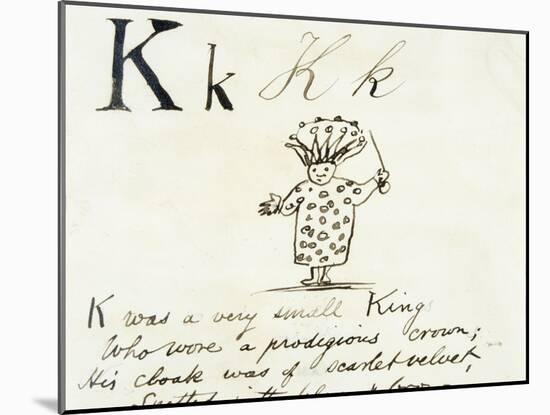 The Letter K of the Alphabet, c.1880 Pen and Indian Ink-Edward Lear-Mounted Giclee Print