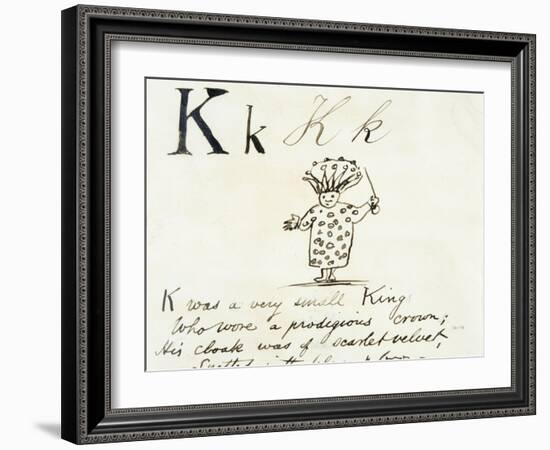 The Letter K of the Alphabet, c.1880 Pen and Indian Ink-Edward Lear-Framed Giclee Print