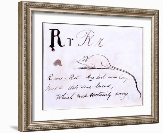 The Letter R of the Alphabet, c.1880 Pen and Indian Ink-Edward Lear-Framed Giclee Print