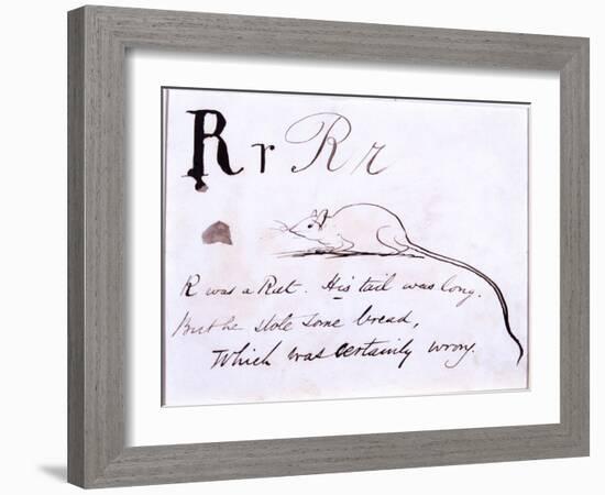 The Letter R of the Alphabet, c.1880 Pen and Indian Ink-Edward Lear-Framed Giclee Print